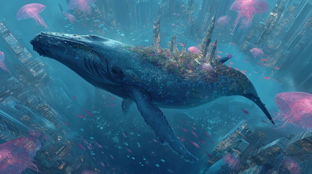 Whale City in the Sky Ocean Sci Fi