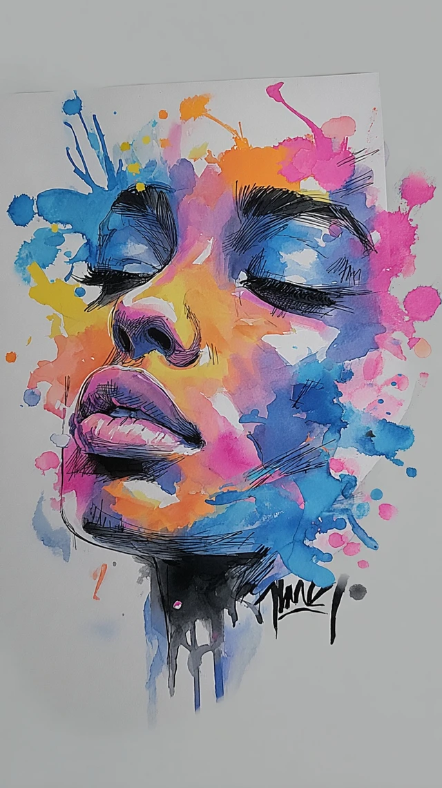 Happy Girl Portrait Watercolor Painting