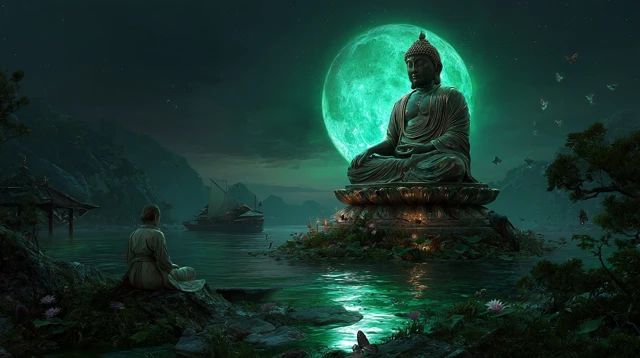 Buddha Landscape Tranquil Digital Painting