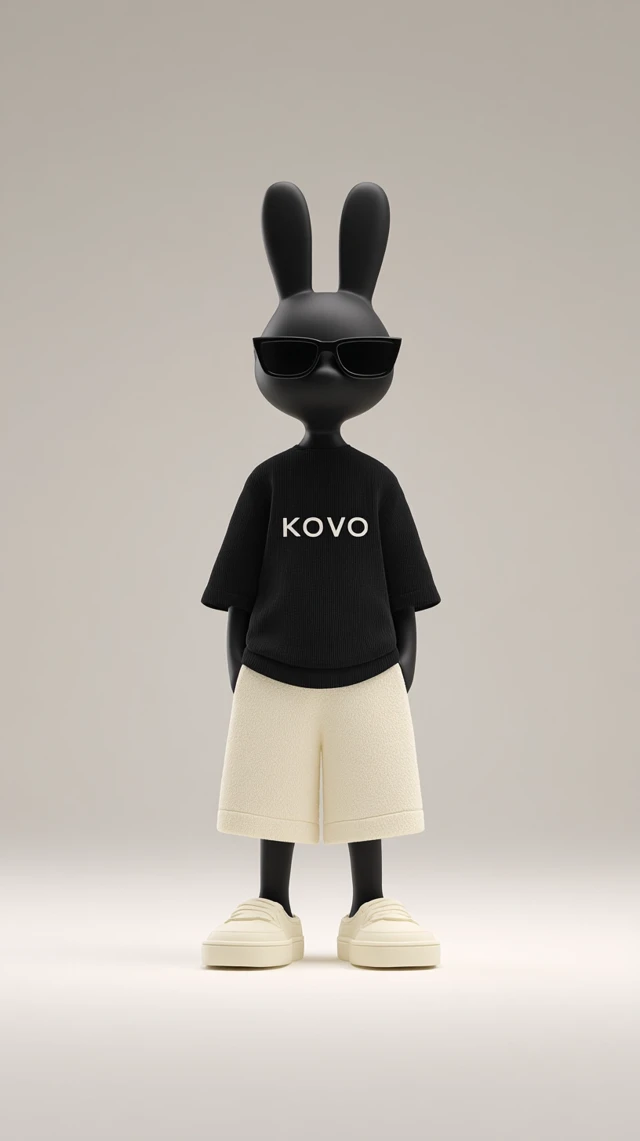 Stylish 3D Bunny in Black KOVO Fashion Campaign