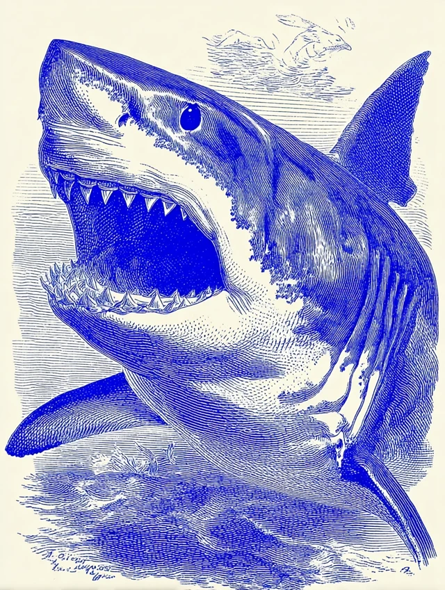 Vintage Halftone Shark Illustration
