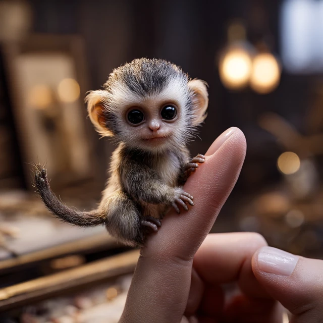 Cute Finger Monkey Gripping a Finger First Person View
