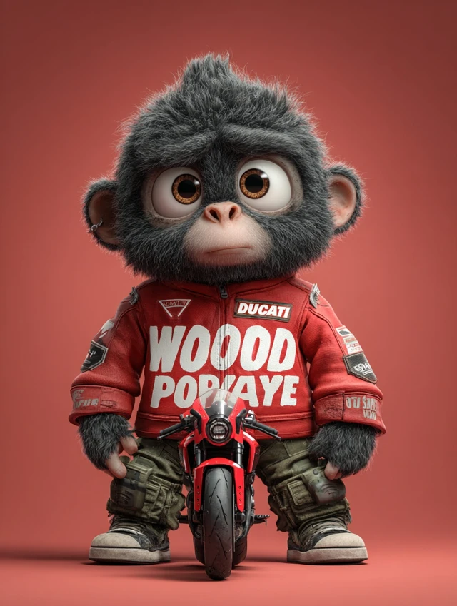 Cute Gorilla on Ducati Motorcycle Zombie Pixar