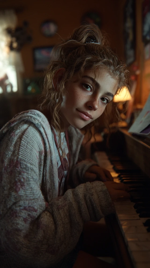 Young Stefani Germanotta at Piano: Nostalgic Photo
