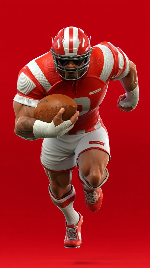 3D Rugby Player Sprinting with the Ball