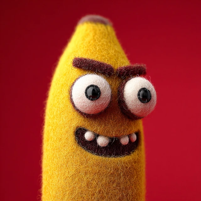 Pixar Style Banana Cartoon with Googly Eyes