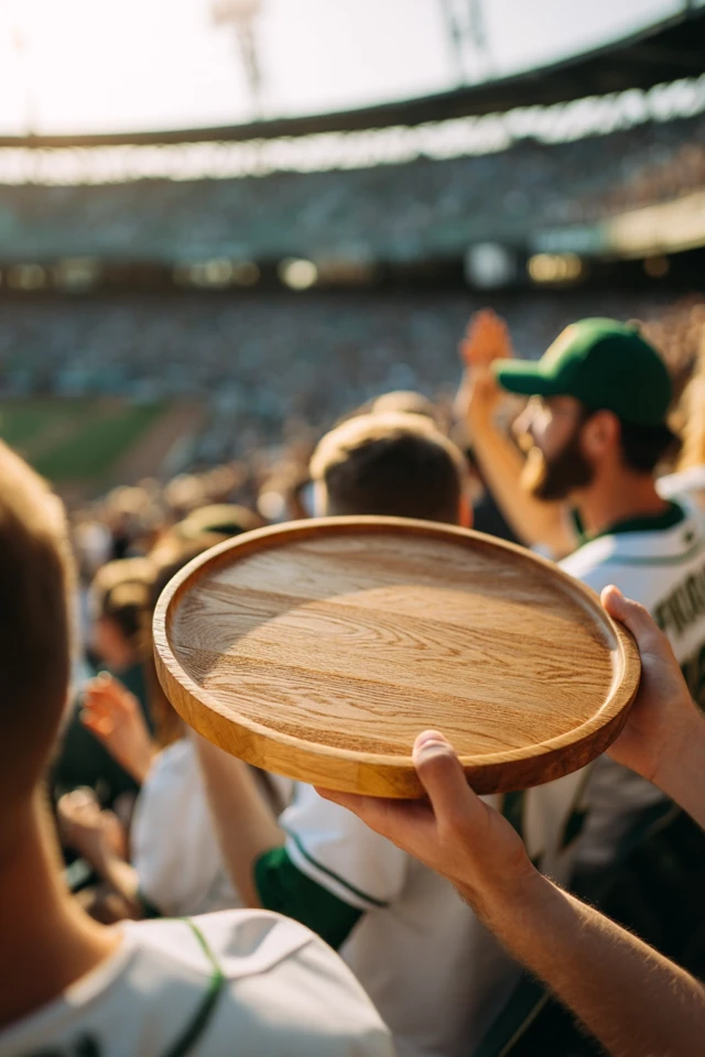 Baseball Game Cinematic Shot Empty Serving Board Fans