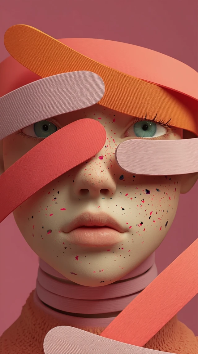 Close Up Woman Face 3D Art