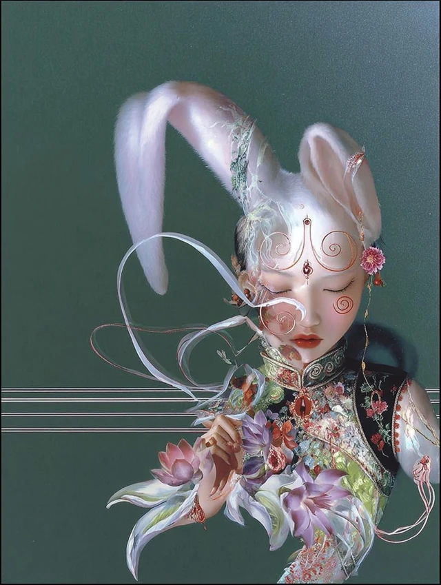 Rabbit Girl Portrait Chinese Inspired Art