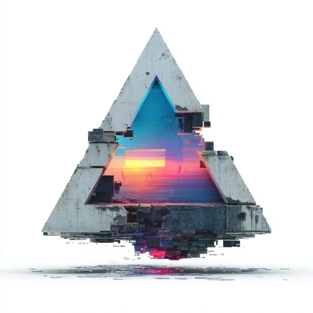 Futuristic Glitch Logo Design: Abstract Triangle
