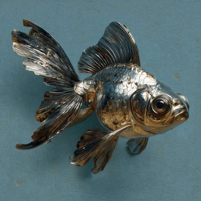 Chrome Goldfish Realistic Sculpture