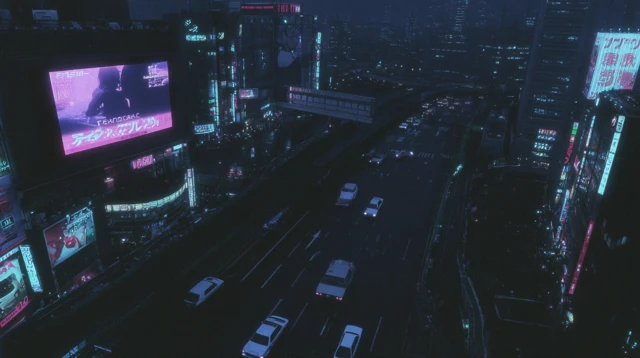 Retro Cyberpunk Anime Cityscape Inspired by Persona 5