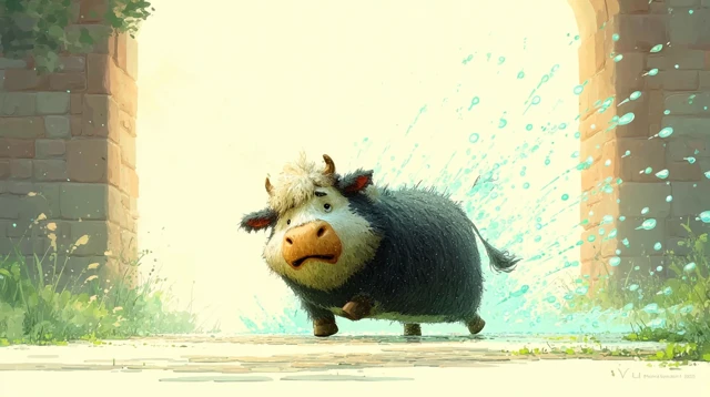 Shocked Cow Cartoon Illustration