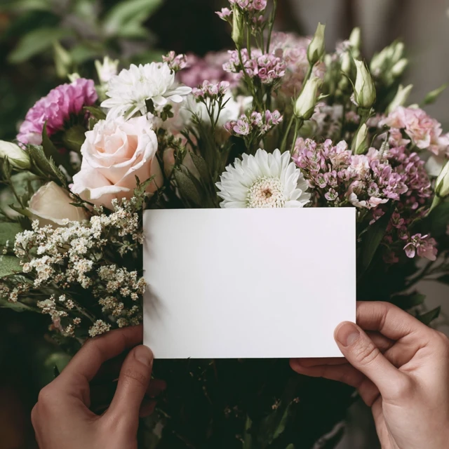 Flower Bouquet With Blank Card Perfect Gift