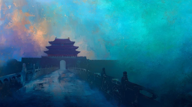 Forbidden City Gate Silhouette Painting