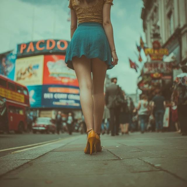 Woman in Heels in Piccadilly Circus London