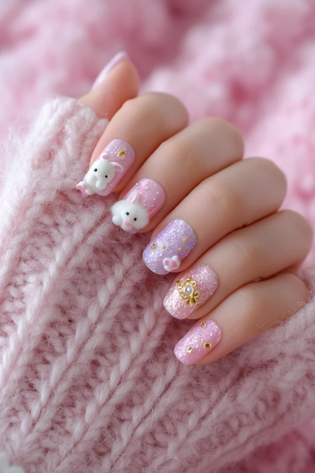 Kawaii Bunny Nail Art: Cute, Fluffy, and Adorable!