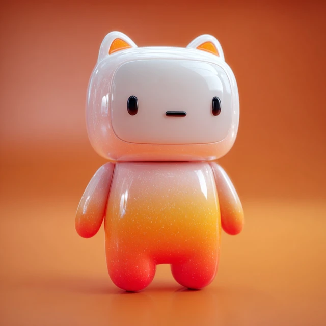 Cute Robot Cat 3D Icon Nintendo Style Cartoon