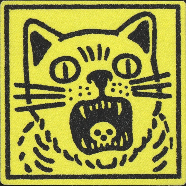 Black Cat with Skull Warhol Style Illustration