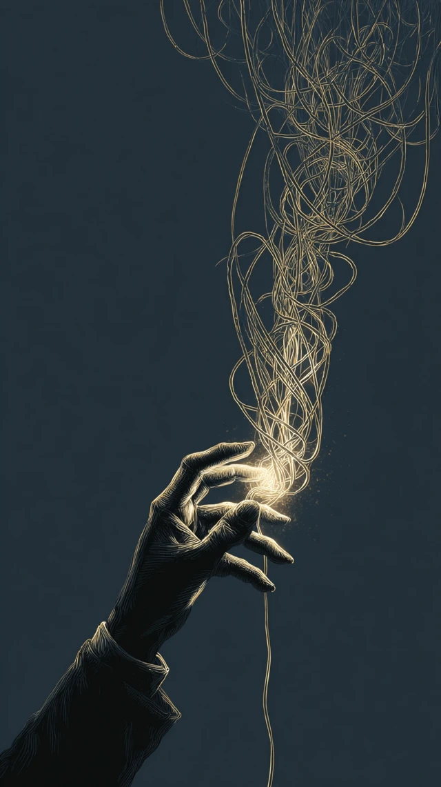 Restoration Hand Reaching Glowing Threads Vintage Symbolism