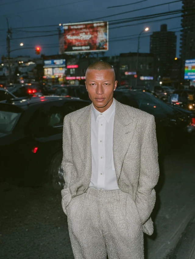 Stylish Man in Dove-Gray Suit - Street Fashion