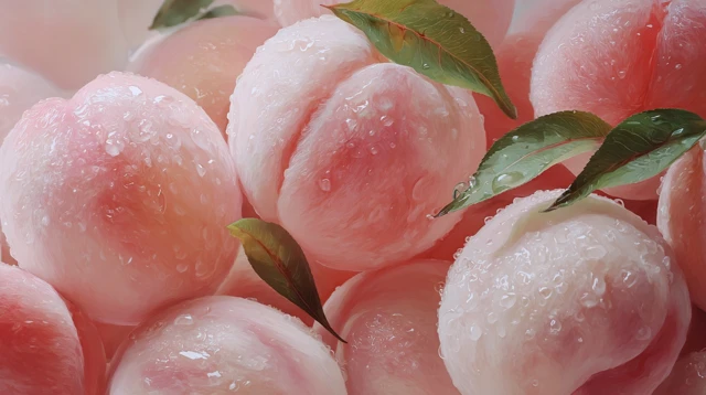 Peach Painting Close Up Pastel Pink Fruit