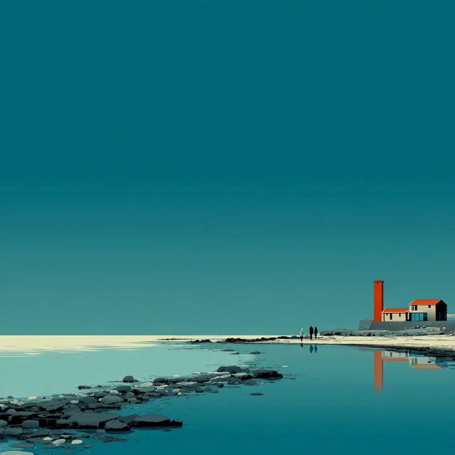 Ile DHouat Minimalist Illustration Seaside Scene