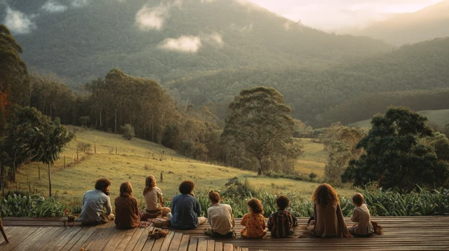 Brazilian Family Gathering at Dusk Nature Scene