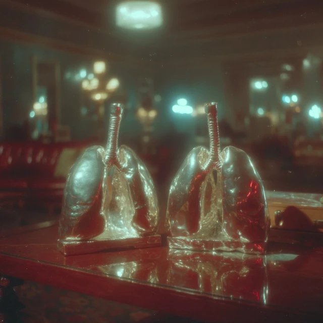 Mechanical Silver Lungs on a Table