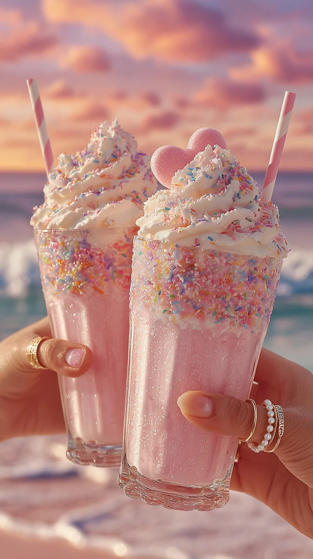 Pink Milkshakes Beach Aesthetic Summer