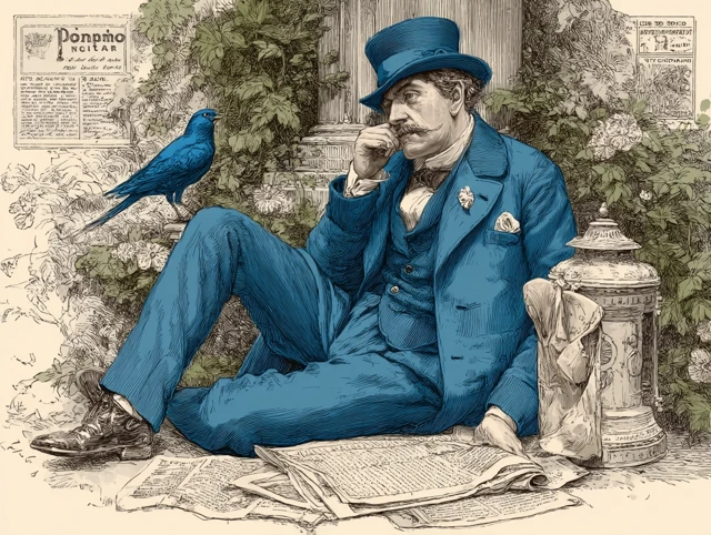 Victorian Gentleman Reading Newspaper Illustration