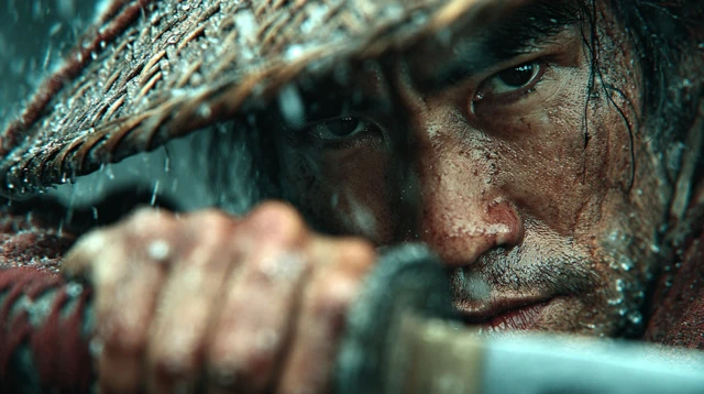 Ancient Chinese Swordsman in the Rain Cinematic