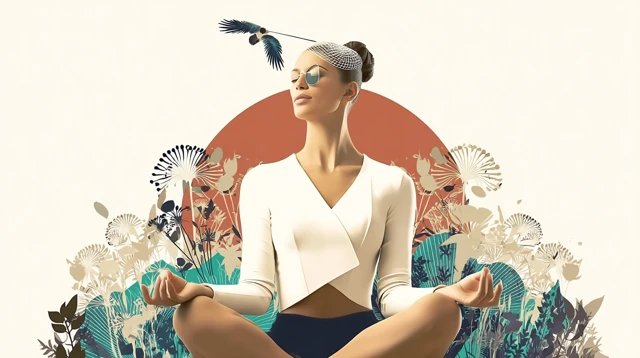 Meditating Woman Illustration Calming Zen Art