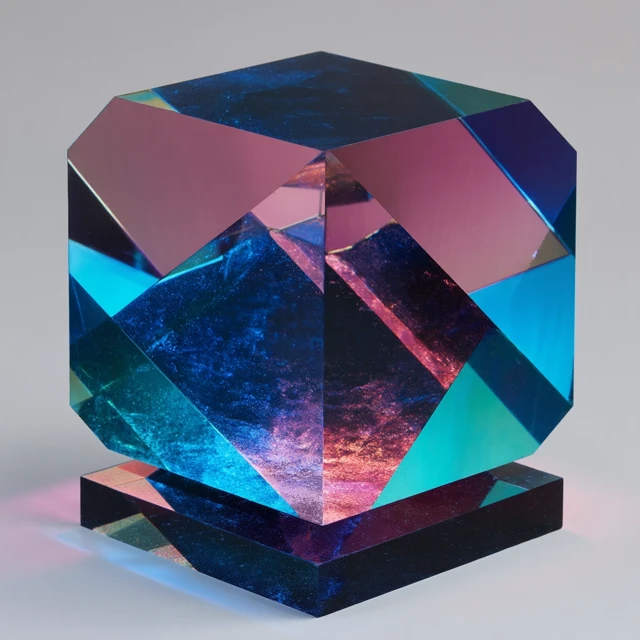 Geometric Time Space Sculpture Glass Carbon