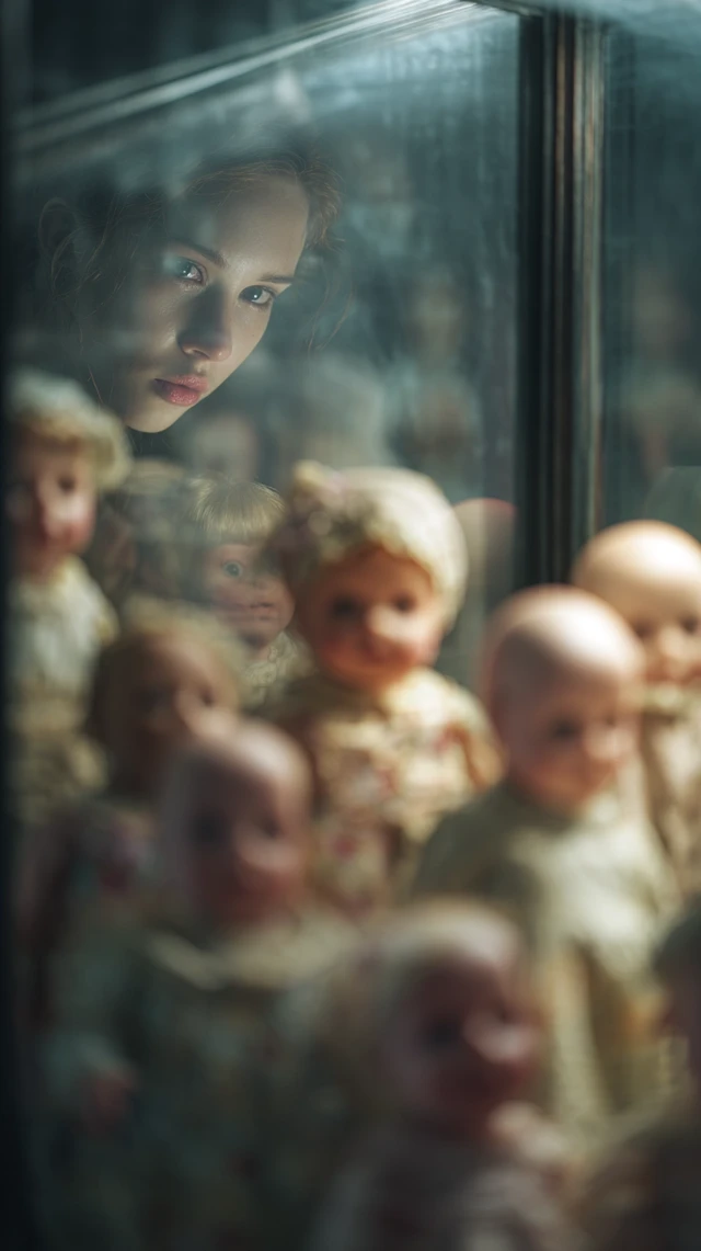 Reborn Dolls Emotional Reflection Cinematic Photo