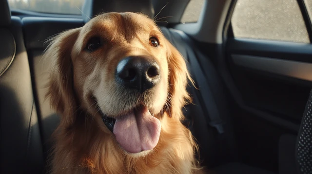 Golden Retriever in a Car Adorable Pet Portrait