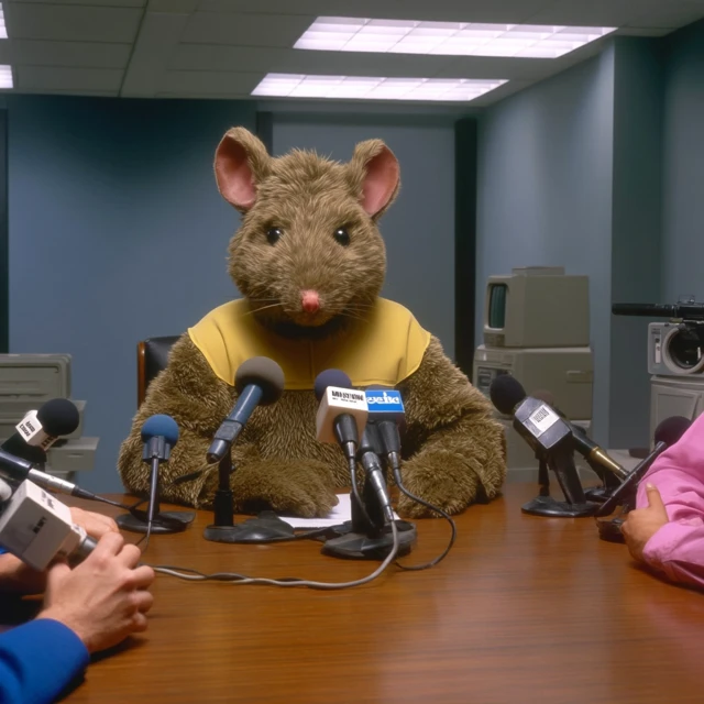 Rat in Corporate Meeting Surreal Press Conference