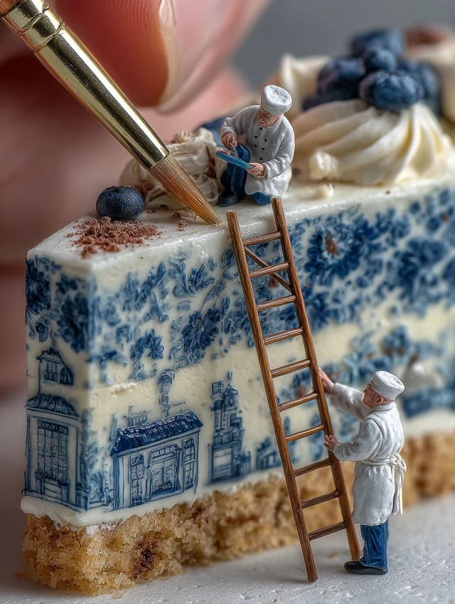 Gzhel Cake Miniature Food Photography Art