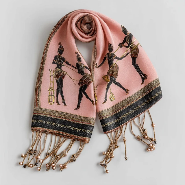 Art Deco Inspired Scarf Artwork Luxury Fashion