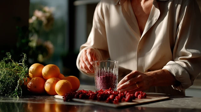 Fruit Smoothie Recipe in a Sunlit Kitchen