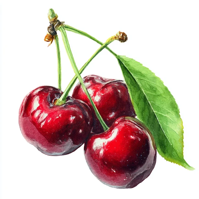 Watercolor Cherry Clipart High Resolution