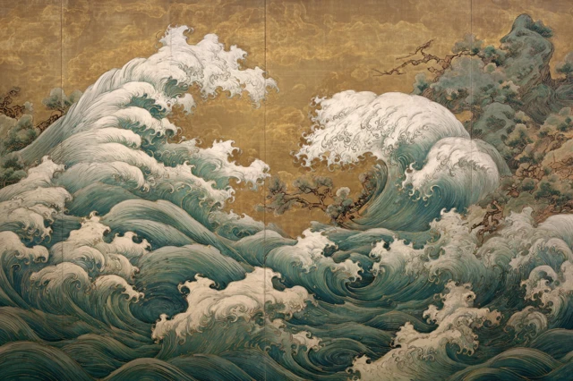 Waves of Water Japanese Art Style
