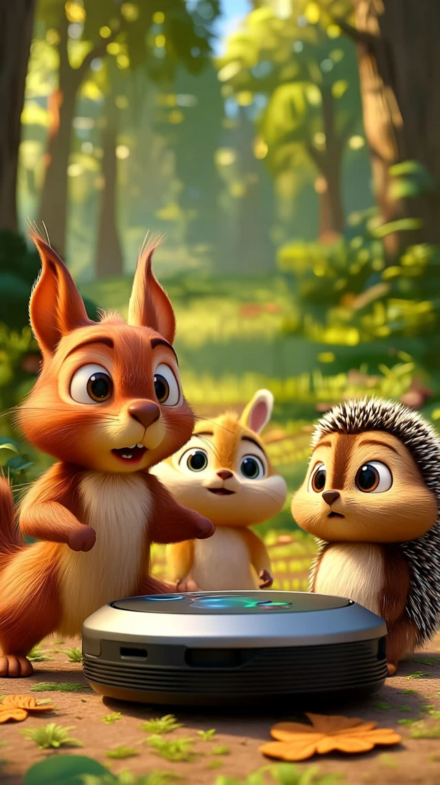 Forest Animals Teamwork Funny Cartoon Scene