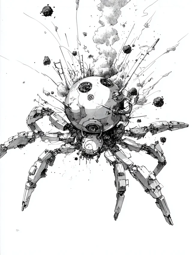 Anime Spider Robot with Explosive Charge