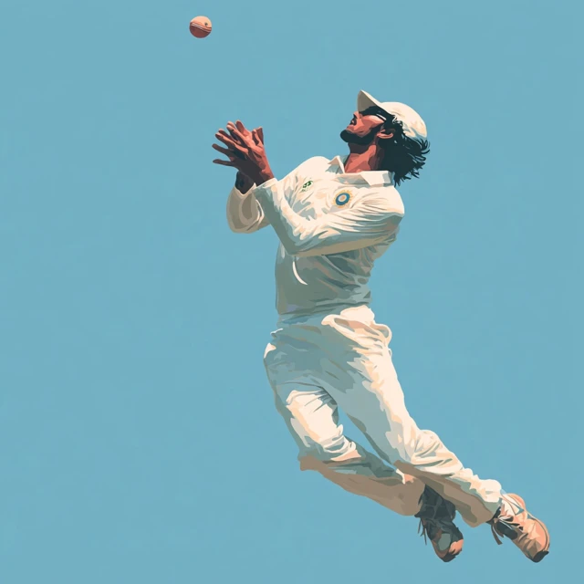 Indian Cricketer Catching Ball Art