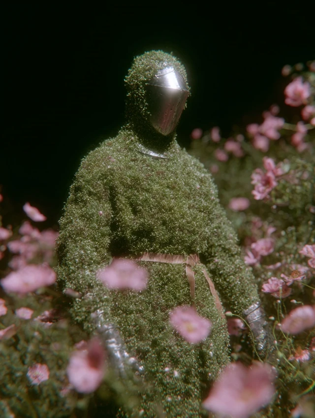 Knight in Moss Armor Surrounded by Poppies