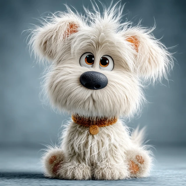 Cute Maltese Dog Pixar Cartoon Illustration