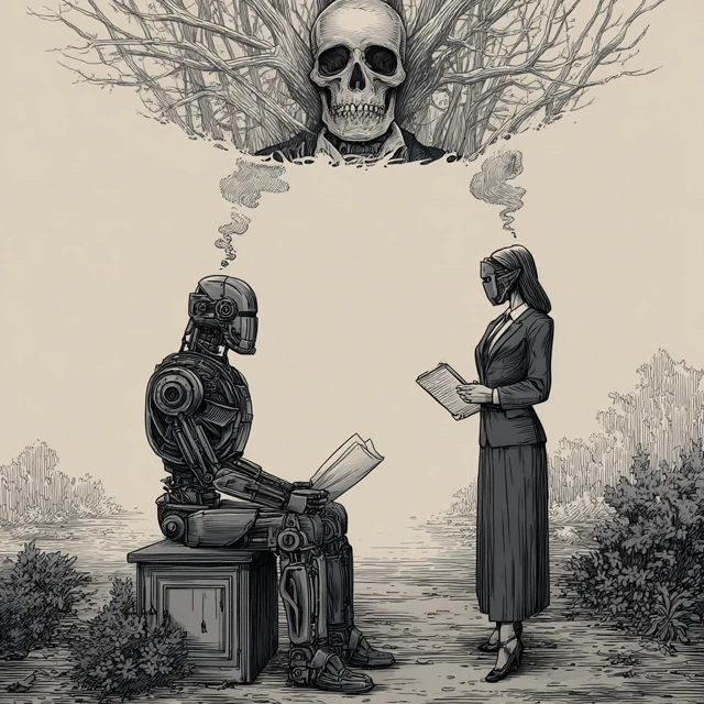Robot and Woman Conspiracy Sketch Art