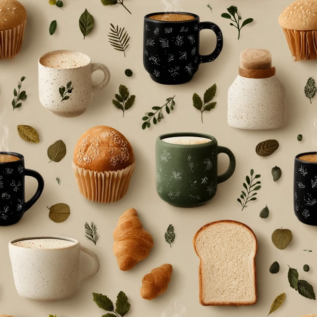Cozy Coffee and Bread Pattern
