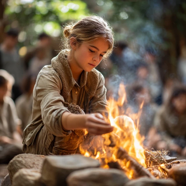 Girl Lighting Campfire Publicity Photo